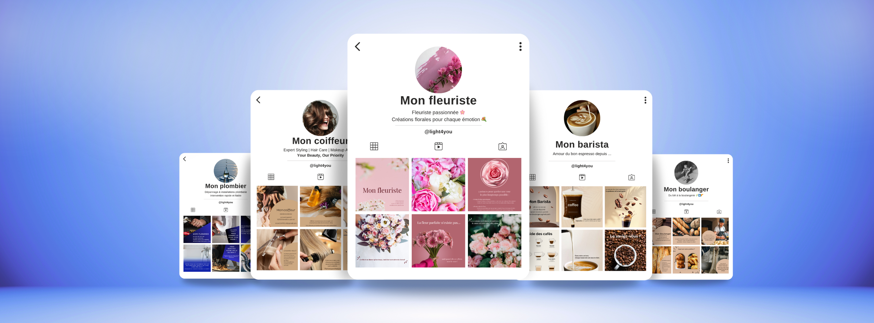 Template intagram PLOMBIER COIFFEUR FLEURISTE BARISTA BOULANGER