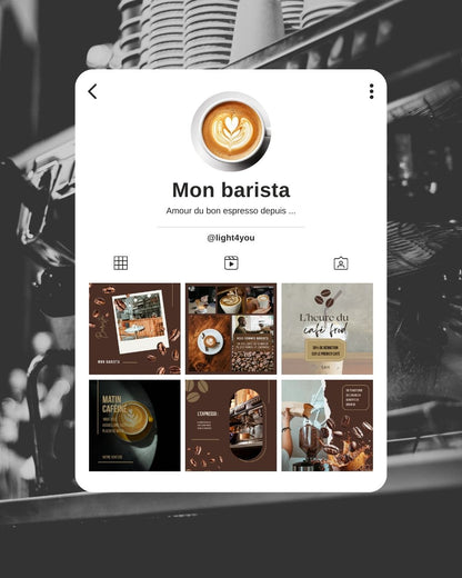 Gagnez du temps avec 10 posts Instagram & Facebook 100% modifiable. Valorisez votre savoir-faire de barista et fidélisez vos clients facilement !

