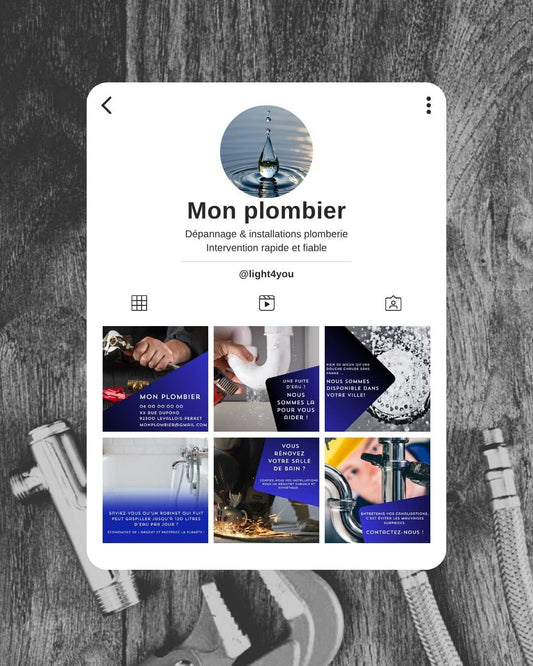 Gagnez du temps avec 10 posts Instagram & Facebook clés en main. Valorisez votre savoir-faire de plombier et fidélisez vos clients facilement !